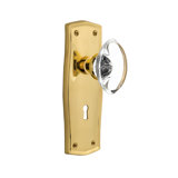 Prairie Plate with Decorative Keyhole and Oval Clear Crystal Door Knob