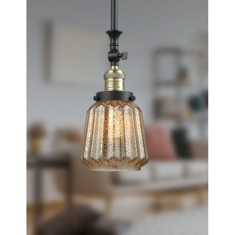 Vinson 1 - Light Single Pendant, Polished Nickel, Mercury Plated, 6 Watt Vinage LED Bulb