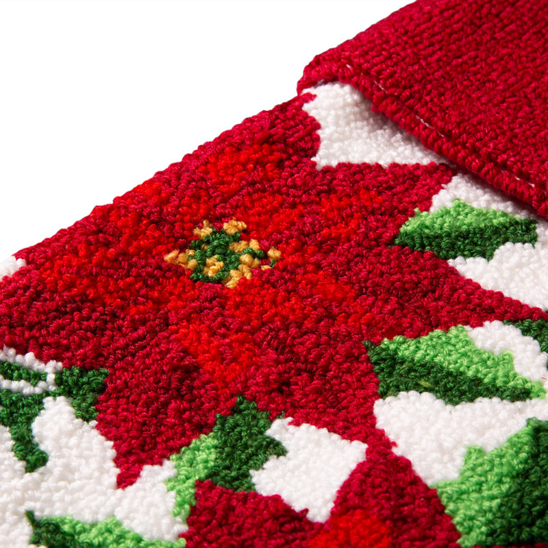 Bas de Noël crocheté 21 po, poinsettia