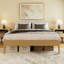 Base de lit plateforme en bambou avec lattes de bois - aucun sommier nécessaire, conception minimaliste-730939940-730939928