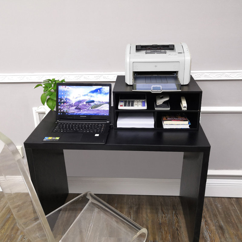 Support pour imprimante avec tablette et rangement en bois pour bureau à la maison / bureau, support pour imprimante
