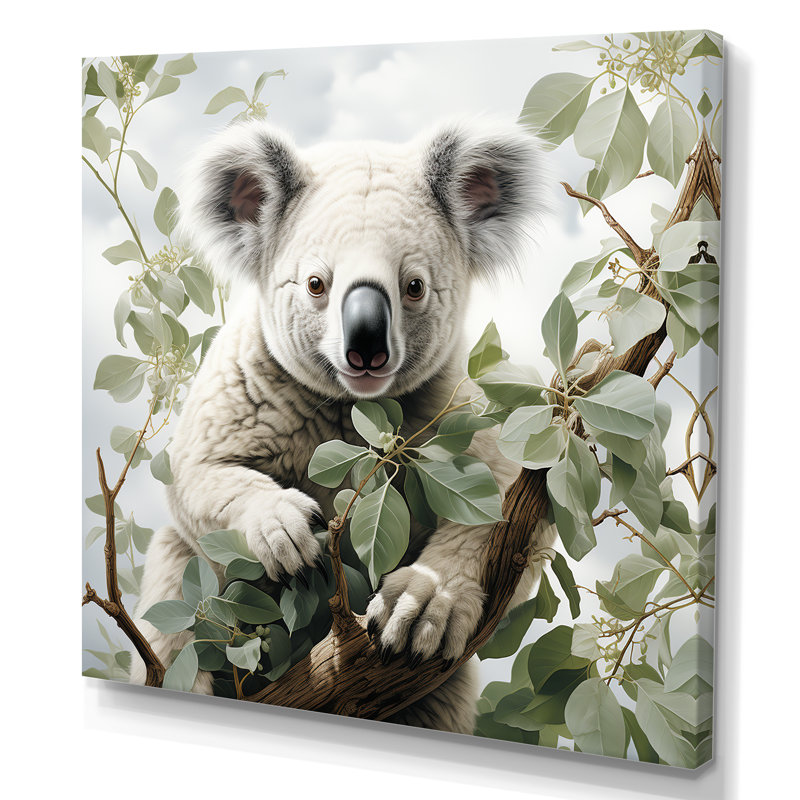 Eucalyptus qui aime les koalas 1 - Koala, art mural animal, Toile tendue, H 36 po x l 36 po x P 1,5 po