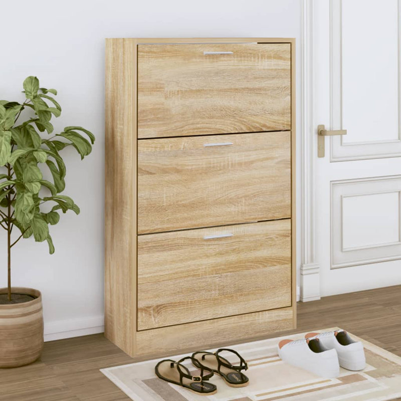 9 Pair Flip Down Shoe Storage, Oak