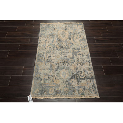 2'11''x4'8'' Hand Knotted Wool Gray Distress Quality Oushak Transitional Rug