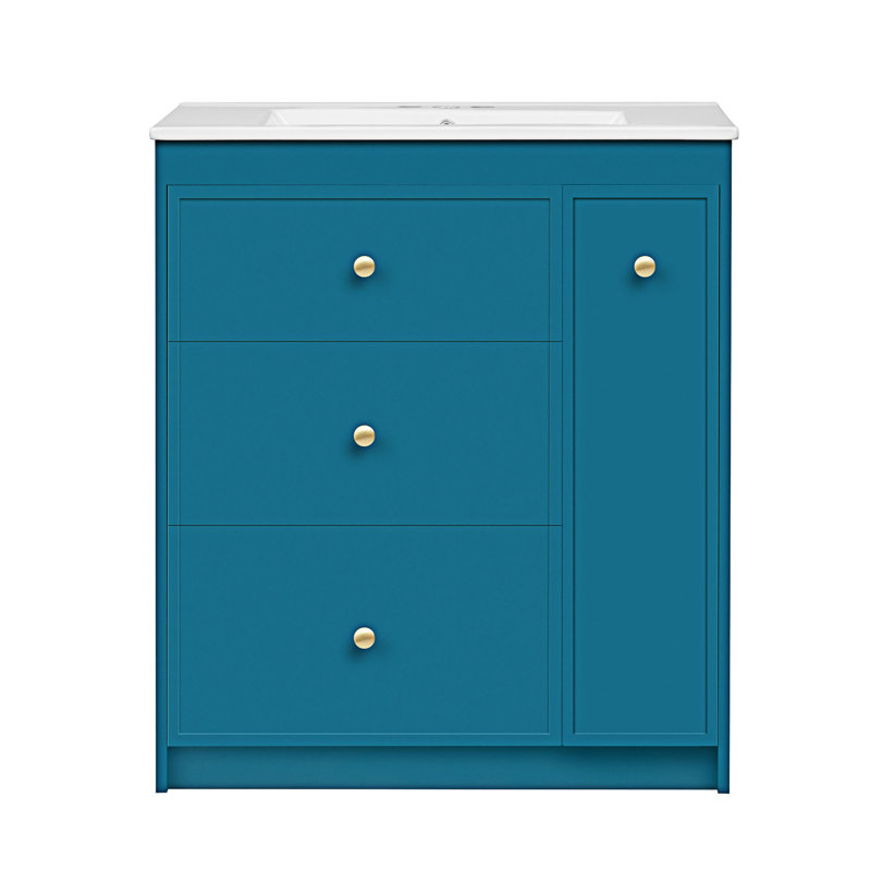 Meuble-lavabo autoportant avec lavabo en céramique