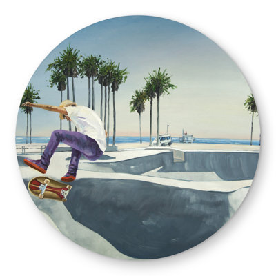 Skate Park California Rug | Hyperrealist Round Outdoor Decor
