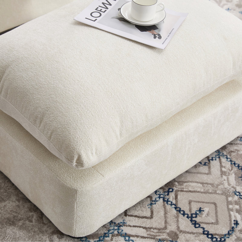 Fauteuil d'appoint pivotant surdimensionné rembourré avec repose-pieds, Beige