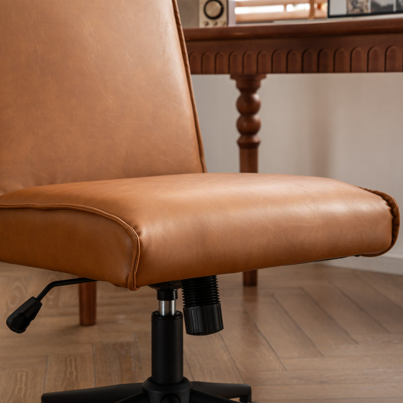 Chaise de bureau Claudie, Similicuir brun