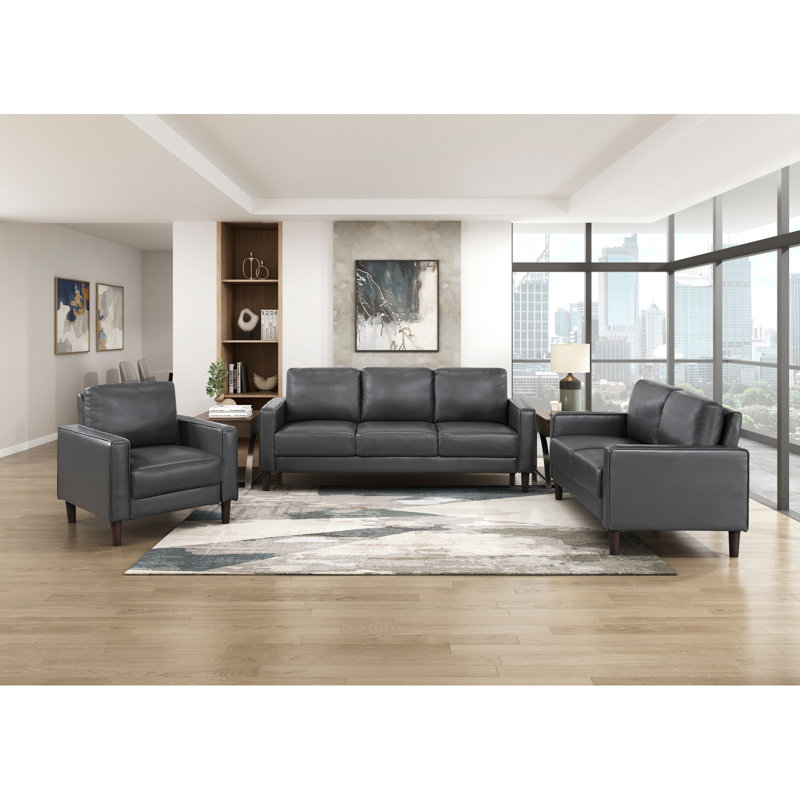 Chaise longue moderne en similicuir gris foncé, Gris foncé
