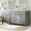 Meuble-lavabo double 60 po en bois massif avec plateau en acrylique gris