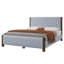 Base de lit tapissier moderne de style moderne Mid-Century avec tête de lit capitonnée et pieds en bois massif, aucun sommier nécessaire