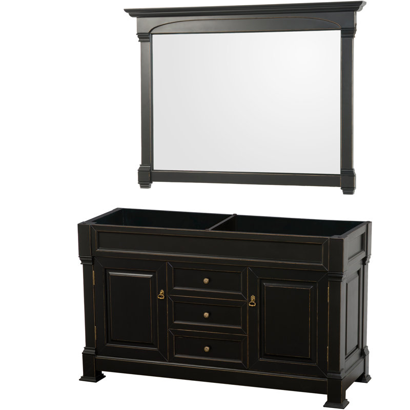 Andover 60'' W Double Vanity, Black, Imperial Brown Granite