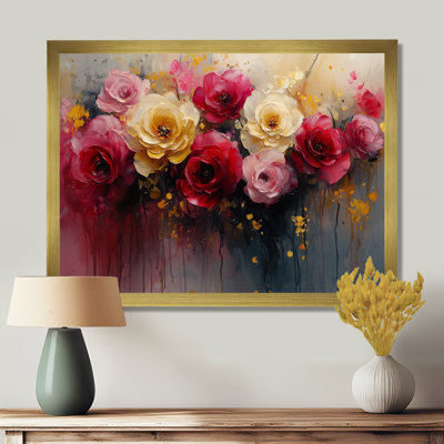 Vibrant Garden of Abstract Roses Elegance - Roses, art mural encadré