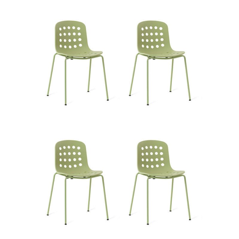 Holi Stacking Perforated Side Chair, Gray