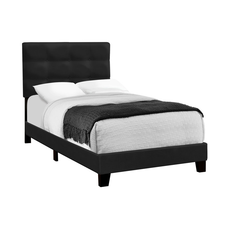 Lit tapissier standard Rojus, Noir, Simple