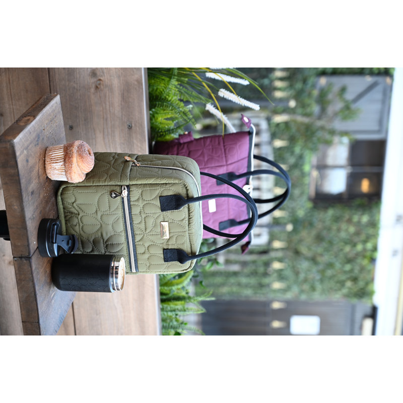 Oxford Quilted Upright Lunch Bag Khaki, Green