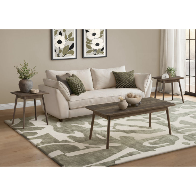 Ensemble de table, ensemble de 3 pièces, café, bout, côté, décor, salon, Mid-Century, moderne, Brun