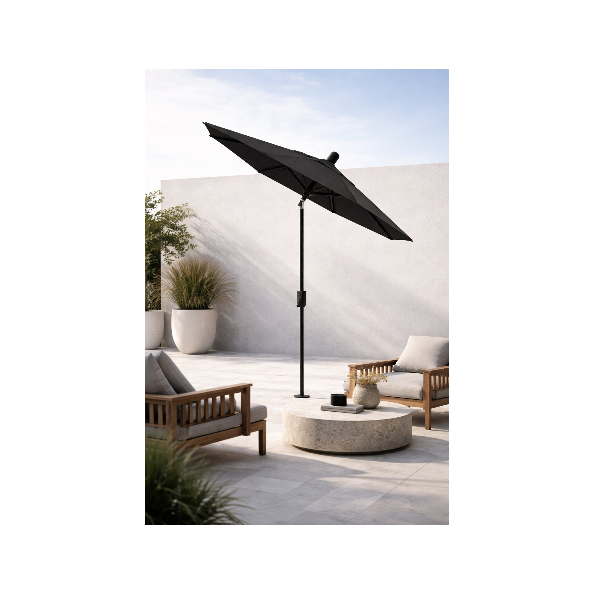 Natalie 74.5'' Outdoor Umbrella, Black, Black Sapphire