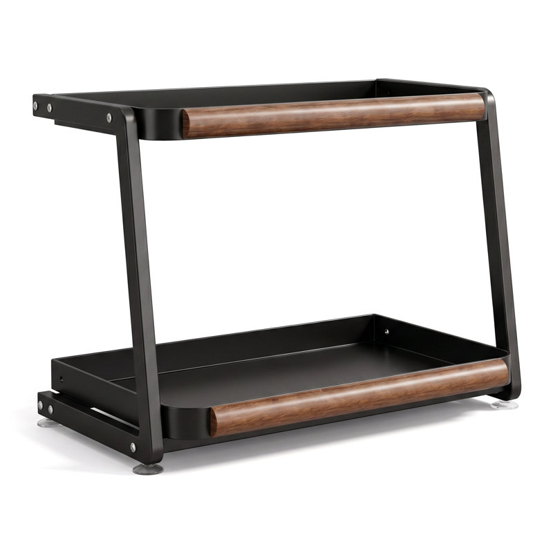 Double-tier Pull-out Spice Rack, Spice Organizer, Kitchen Countertop Storage Rack, 13.85" H x 12.99" W x 11.81" D, Black