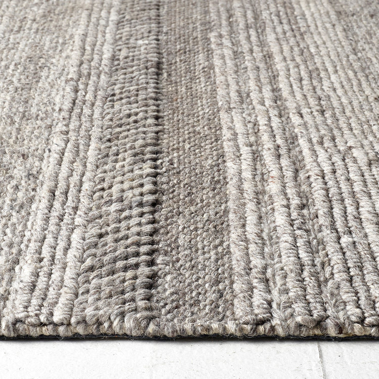 Striped Wool Hand Woven Area Rug, Rectangle 80 x 150 cm