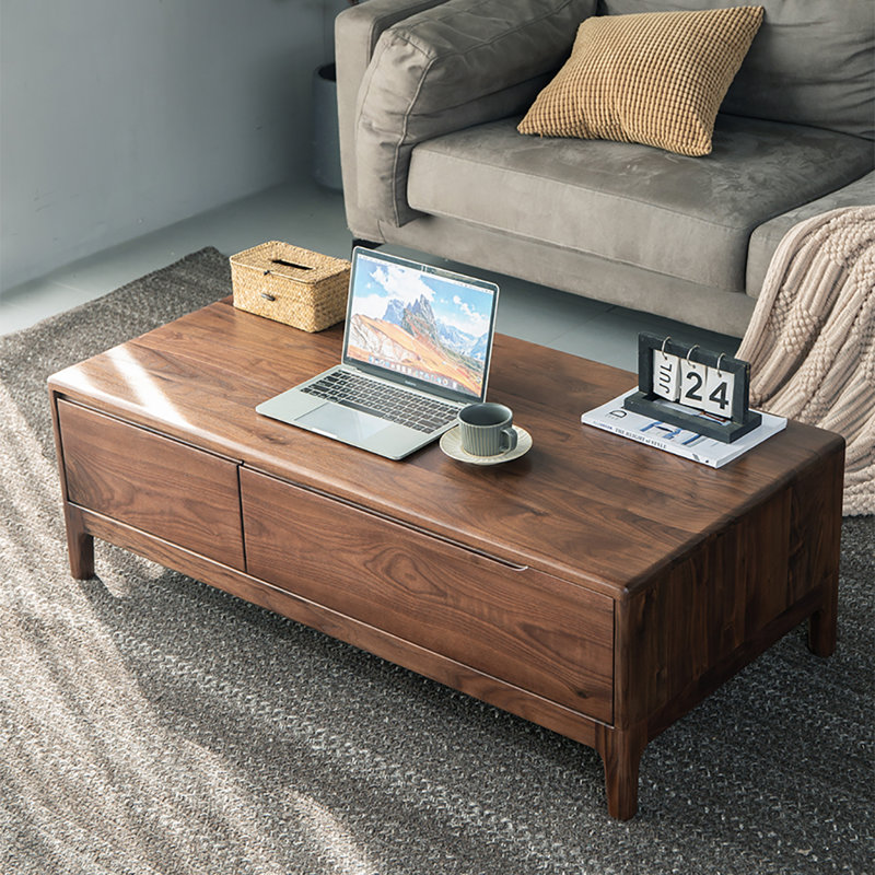 Simple black walnut coffee table, 15.4" H x 55.1" L x 23.6" W