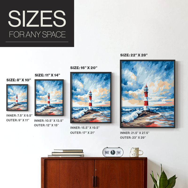 NAUTICAL Series Dxxxi, reproduction encadrée - bois massif, Noir, noir, noir, noir, H 15 po x l 12 po