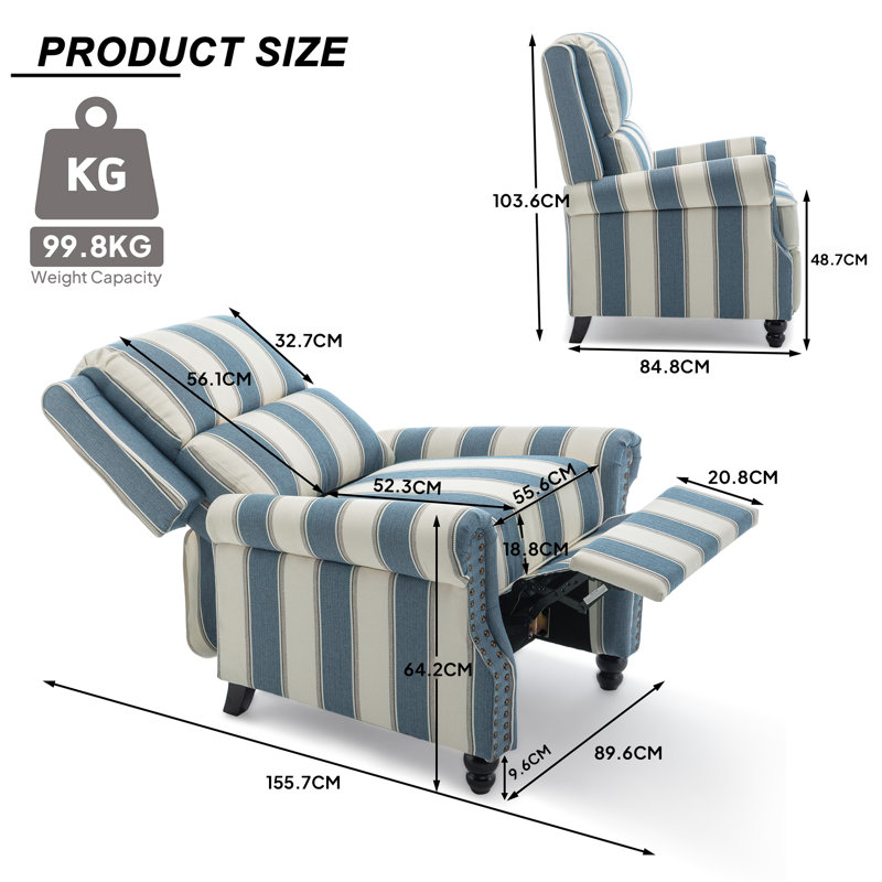 Ameiah Recliner, Stripe Navy