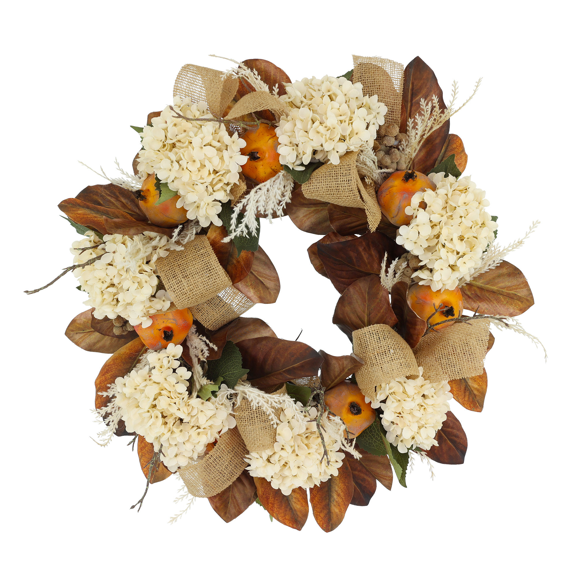Primrue Centralia 23" Fall Wreath with Hydrangeas, Pampas and Pomegranates | Wayfair