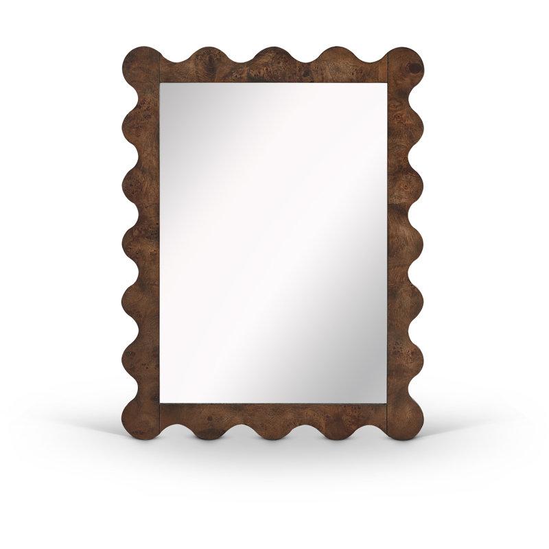  Burl Veneer Mirror, Brown