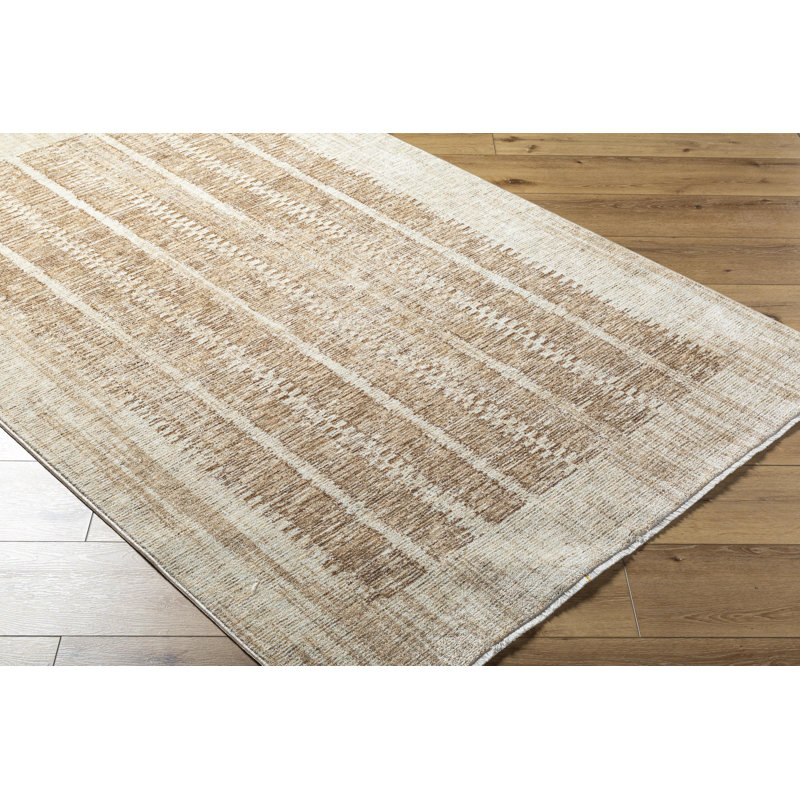 Usonia Beige and Brown Wool and Synthetic 5' x 7' Area Rug
