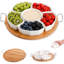 Ensemble de sauces, assiette à dîner compartimentée de 11 pouces, 6 assiettes à hors-d'œuvre détachables, assiette à fruits ronde compartimentée