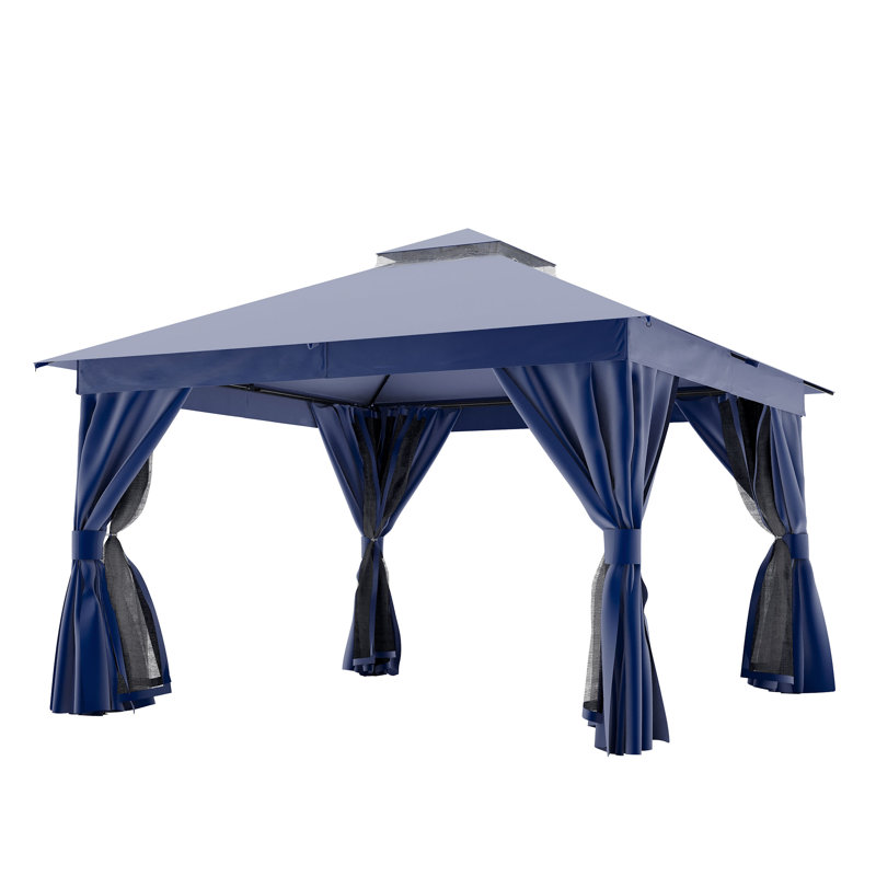 Pavillon de jardin en acier, Marine, H 112,8 po x l 144 po x P 144 po