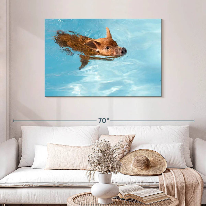 Brampt Swimming Red Piglet, 30" H x 45" W