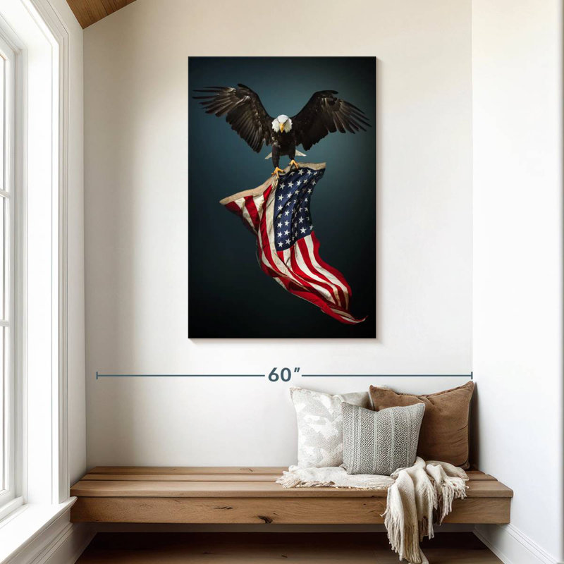 Brampt Eagle With American Flag, 45" H x 30" W