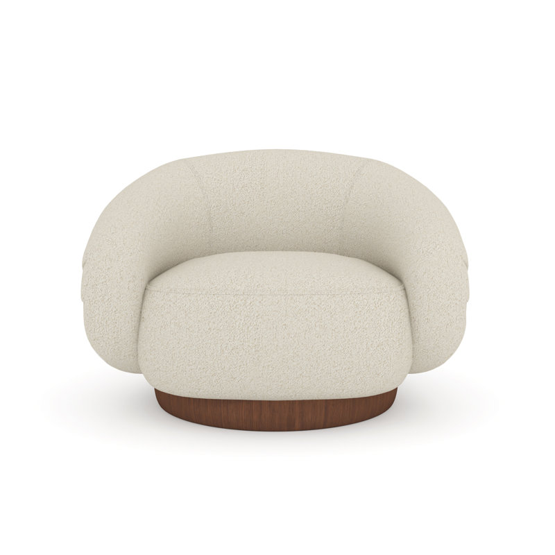Caracole Swivel Curved Chair, Cream Polyester Blend