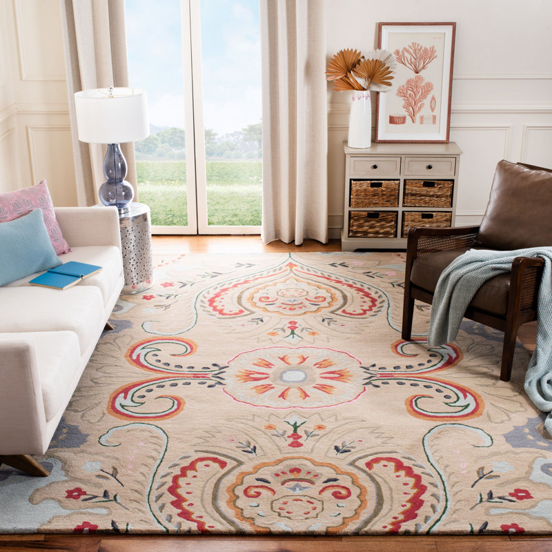 Abruzzino Hand Tufted Wool Ikat Rug, Rectangle 4' x 6'
