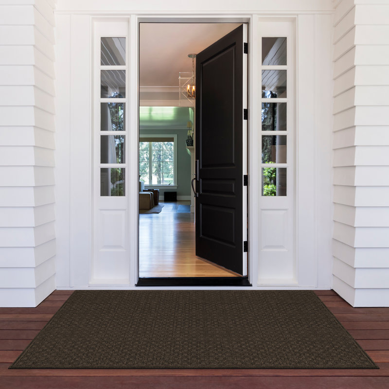 Textures Blocks Non Slip Weather and Stain Resistant Entrance Doormat, 48" W x 72" L, Brown