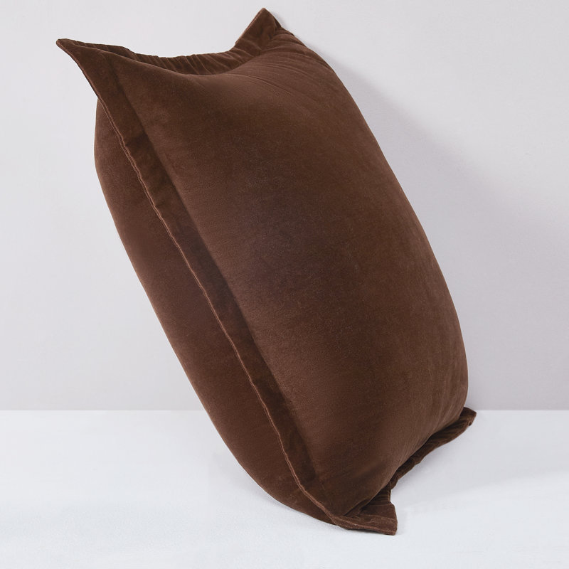 Terran Velvet Cotton Euro Sham Cover Brown, Brown