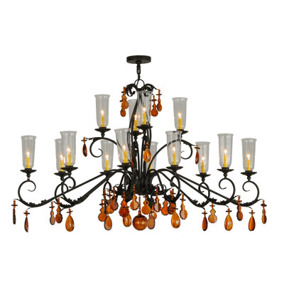 Kinman 14 - Light Glass Dimmable Classic / Traditional Chandelier