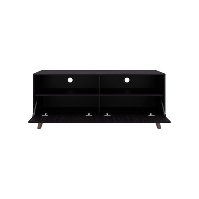 Meuble télé, 1 porte, 2 tablettes, wengé noir