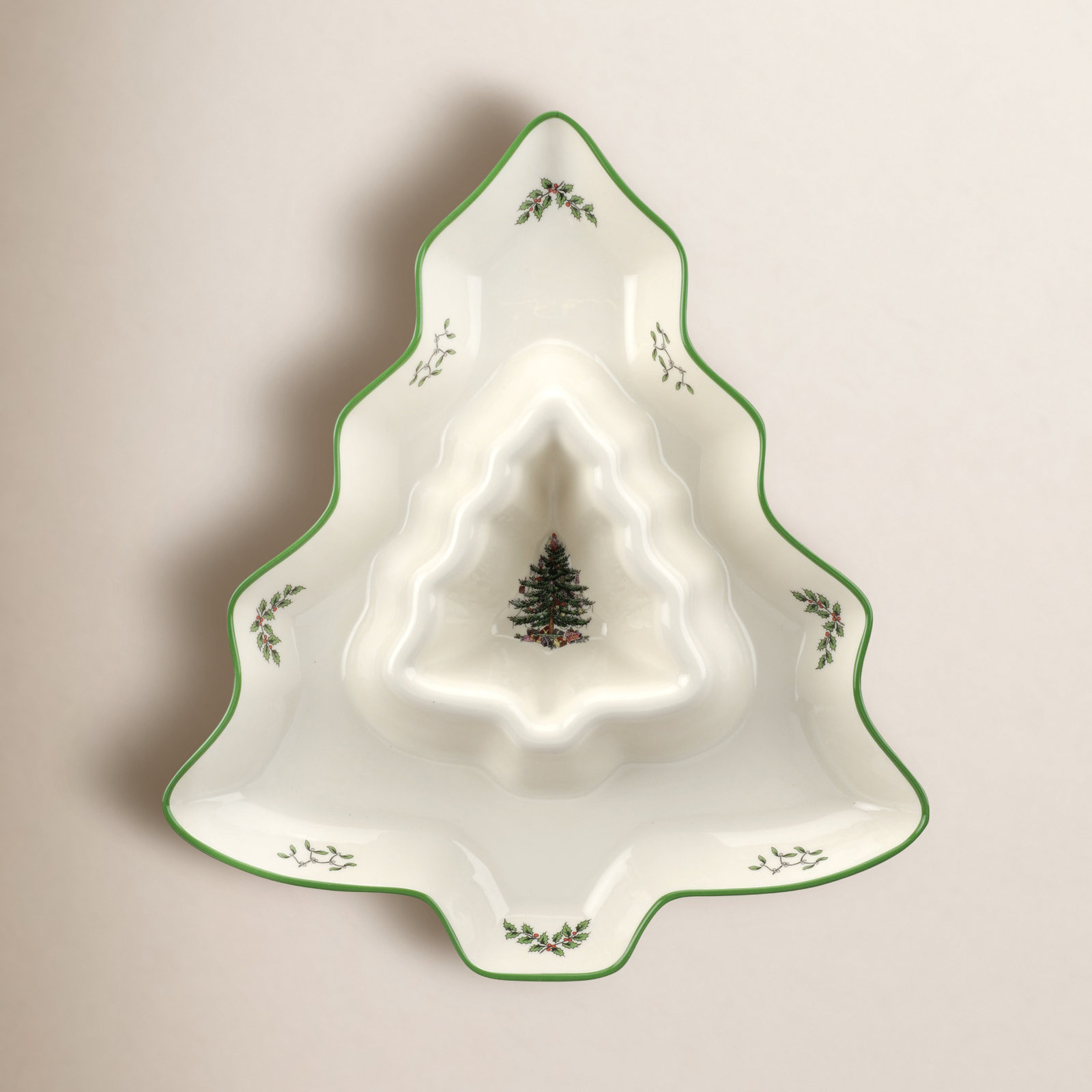 Spode Christmas Tree Chips and Dip Platter