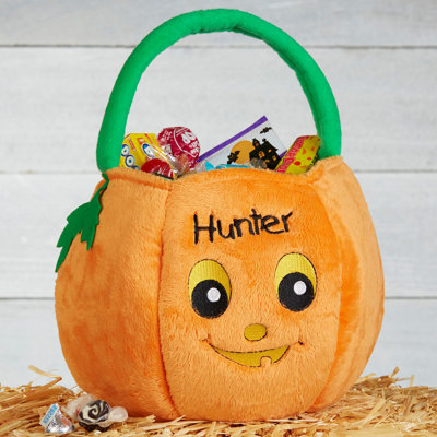 Seau en polyester pelucheux brodé Pumpkin Pal