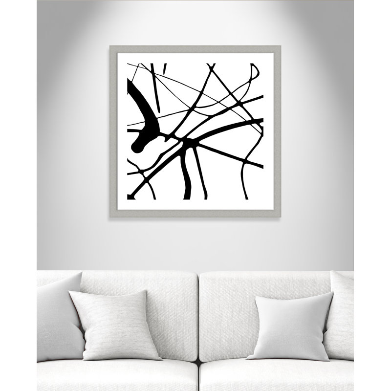 Intersection I - peinture encadrée, Encadrement argent brossé, H 33,5 po x l 33,5 po x P 1,25 po