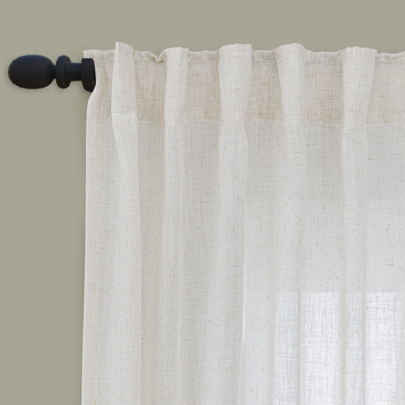 Toyoko Linen Blended Semi-Sheer Back Tab Curtain Pair, 52" W x 108" L, Natural