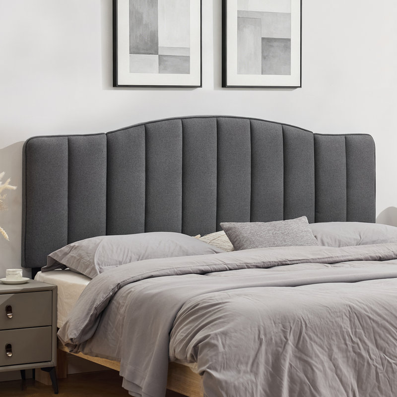 Tête de lit tapissier capitonnée arquée à hauteur et largeur réglables pour chambre à coucher, Gris foncé