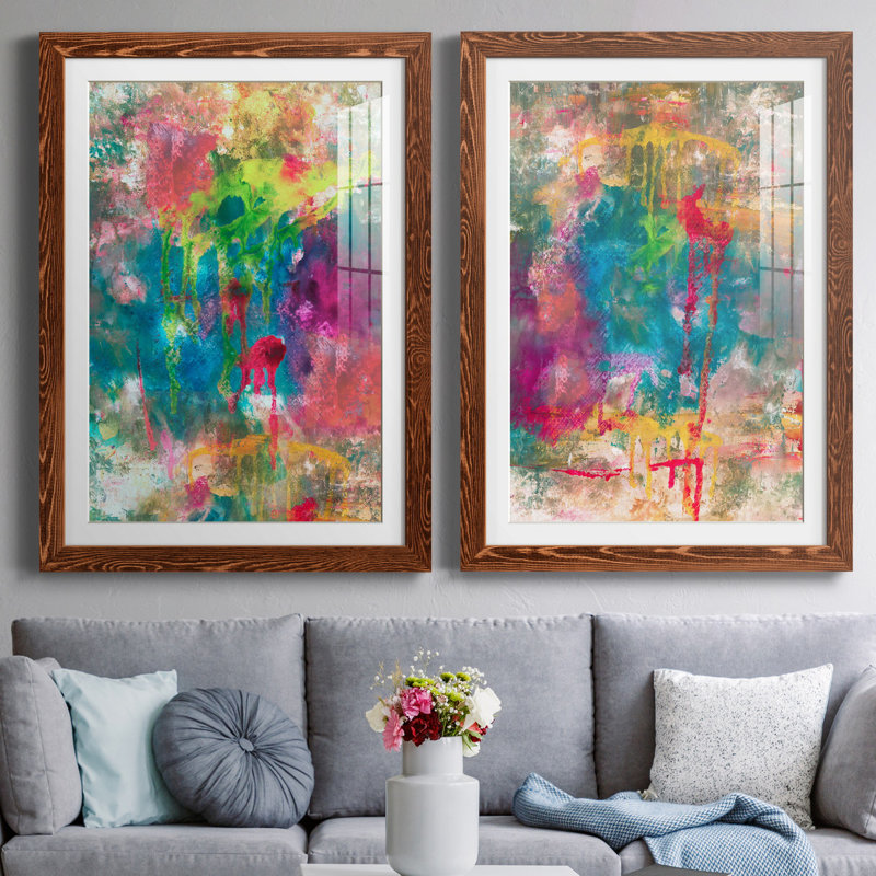 Summer Night I - Ensemble de 2 reproductions d'art, H 44 po x l 31 po x P 1 po, Papier avec cadre érable, Blanc