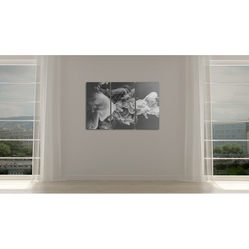 Smoke And Symmetry - 3 Piece No Frame Print on Canvas, 60cm H x 90cm W