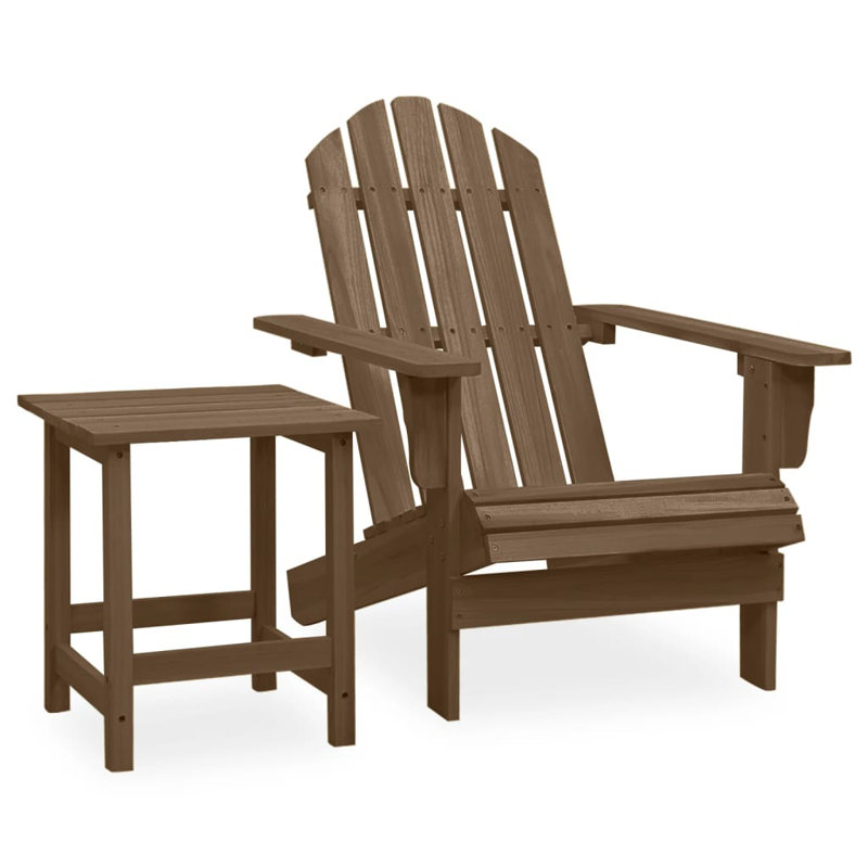 Swartz Fir Outdoor Adirondack Chair With Table , 69.5cm cm W 86.5cm cm D, Beige