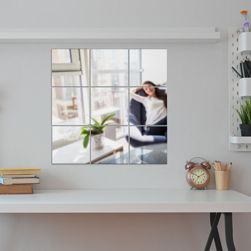 Square Mirror Wall Art Sticker 9pcs