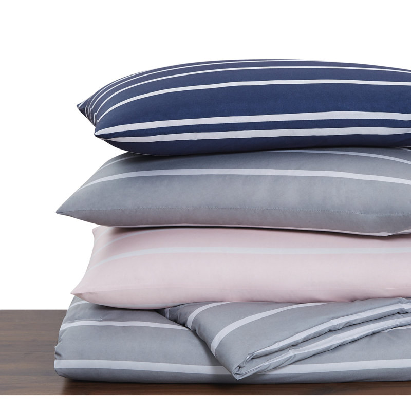 Polyester Striped Duvet Cover, Twin XL Duvet Cover + 1 Sham, Gray